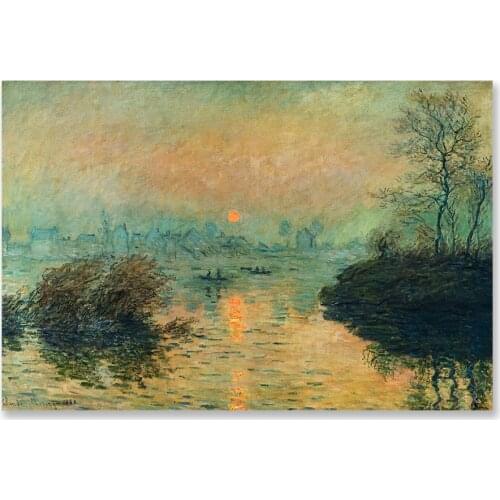 Large Modern Canvas Landscape Sunset Tree Canvas Painting Home Living Room Hotel Decorative Wall Art Monet Landscape Art