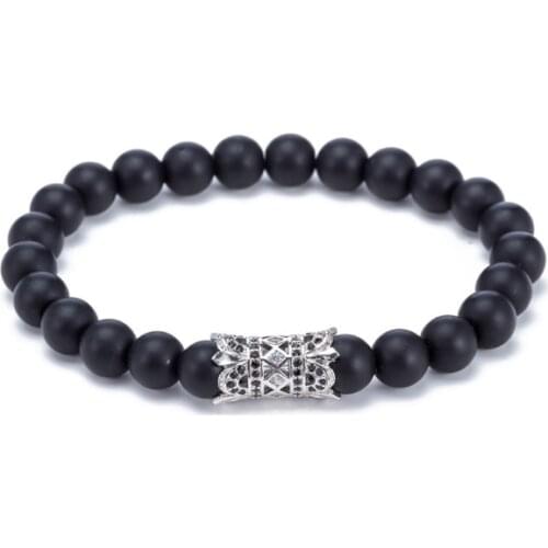 Crown 8mm bohemian multicolor Agate beads Chakra Reiki Buddha Yoga Bracelet elastic adjustable Volcanic Stone Bangles etg23