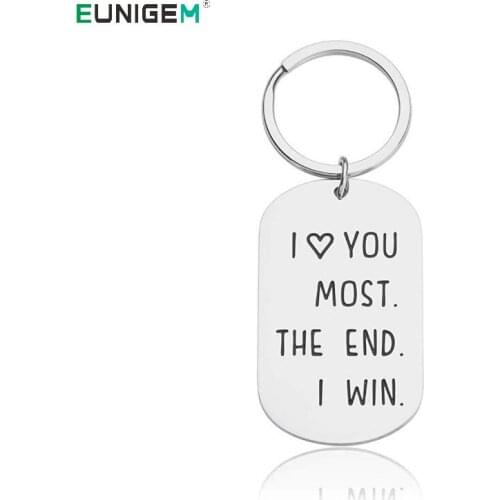 Valentines Day Wedding Anniversary Keychains Jewerly I Love You Most The End I Win Gifts for Girlfriend Boyfriend Husband Wife