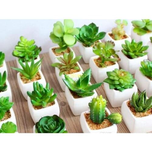 Artificial Potted Plant Portable Mini Simulation Succulents Tropical Cactus Lifelike Fake Flower Vase Bonsai Office Home Deco