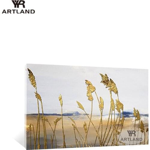 Beautiful landscape lakeside reed Handmade canvas oil painting wall art picture posters for living room bedroom Hot sale unframe