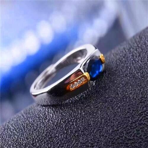 Promotion Wedding Jewelry Blue Sapphire 5*7mm Rings Fashion Female Pure Solid 925 Sterling