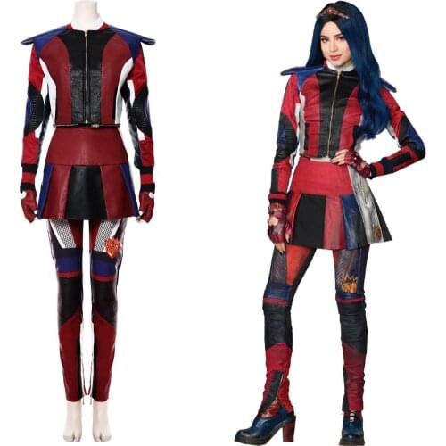 Descendants 3 Evie Cosplay Costume For Kids Adult Women Top Pants Outfit Full Suit Halloween Carnival Costumes