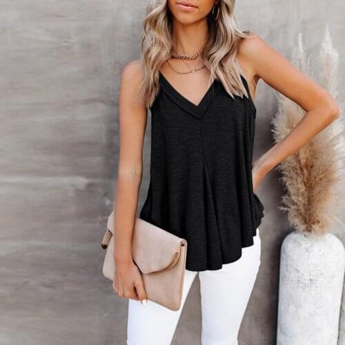 Summer IrregularTank Tops Female V Collar Sleeveless Cotton Suspender Loose Top Ladies Fashion Multi-Ruffle Vest