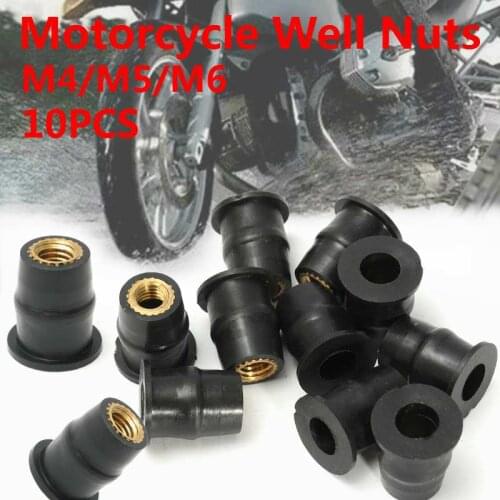 Motorcycle M4/M5/M6 Rubber Well Nuts Blind Fastener Windscreen Windshield Fairing Cowl Fastener Screws Universal