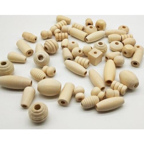 NEW 100g/bag Random Shape&Size Mixed Wooden Beads Natural Color Round Square Oval Spacer Beads For Jewlery Craft Making