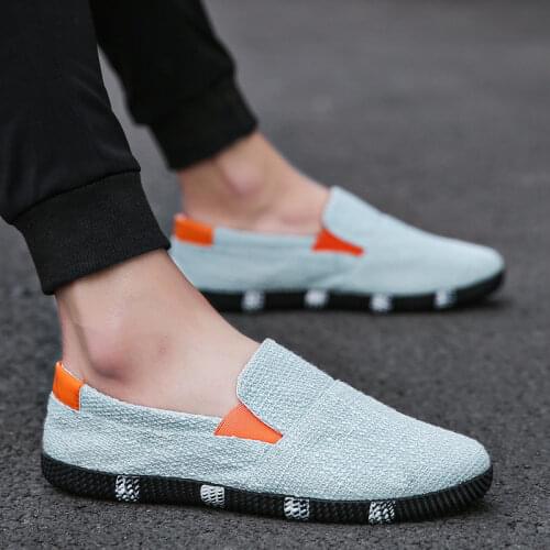 2019 New Summer Trend One Foot Pedal Laid-Back MenS Shoes Linen Shoes Korean MenS Leisure Canvas Plate Shoes Sneakers 39-44