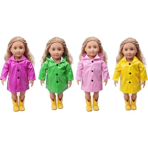 18''Doll Clothing Outfits Candy Color Raincoat Pant Hat Suit For Dolls/ Doll Dressing Up Accessories