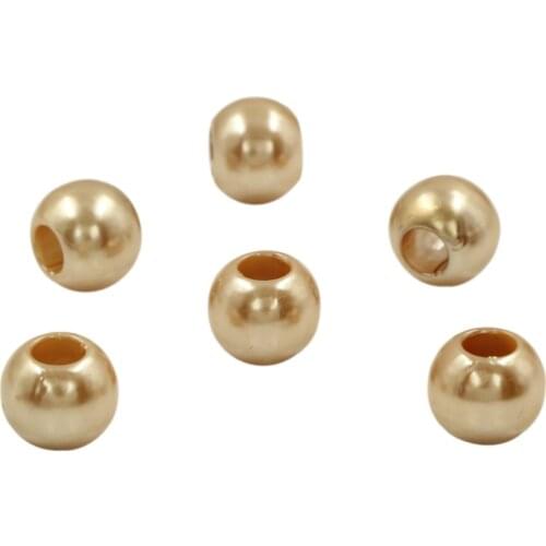 Wholesales 50pcs Deep Bare Acrylic Shiny Simulated Pearl Rondelle Loose Large Hole Charm Beads For Making European Bracelet