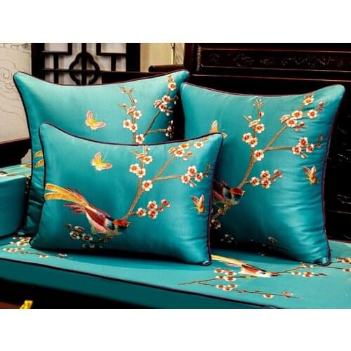 Classic Embroidery Warbler bird plum blossom Silk Covers Cushions Pillow Cases Sofa Chair Cushion Cover Lumbar Pillow Cover