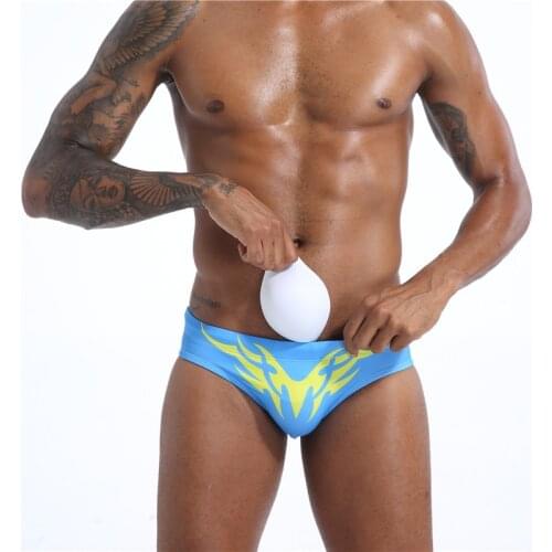 Push Pad Men Swimwear Shorts Sexy Gay Mens Swimsuit Low Waist Briefs Summer Swim Printing Quick Dry Bathing Beach Wear Surf 2020