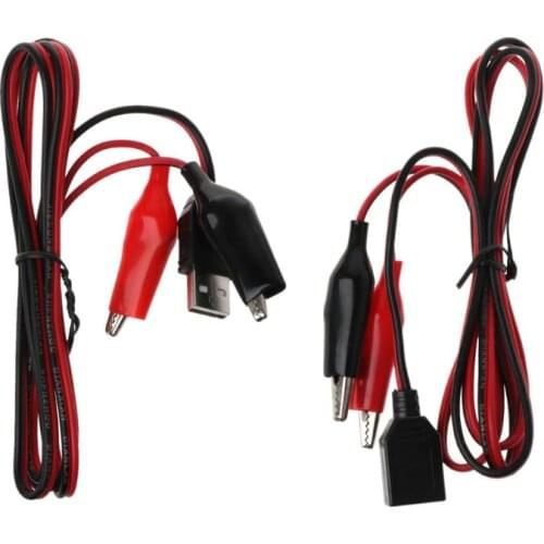 1Pc USB 2.0 Male Female Alligator Clips Crocodile Wire USB Tester Detector DC Voltmeter Ammeter Capacity Power Supply Cable