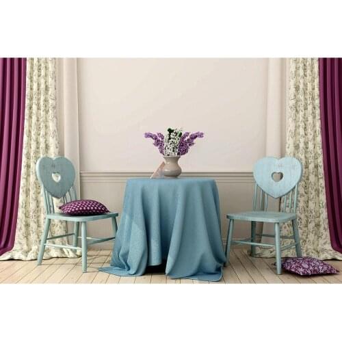 Flower Vase Table Chair Curtain Photo Backdrop Vinyl Backgrounds for Baby Children Family Portrait Photoshoot Photography Props