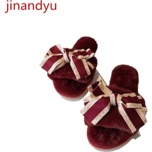 Woman Flats Warm Plush Slippers Women Winter Korean House Slippers Comfort Slides Fluffy Slippers White Black Pink Fur Slippers