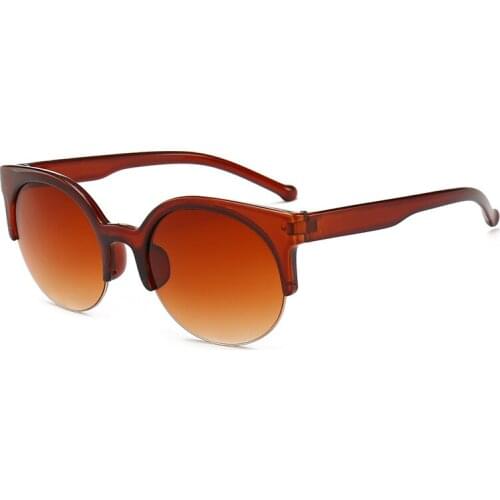 1 PC Cat Eye Driving Sunglasses Women Vintage Round Sunglasses Semi-Rimless Sun Glasses Inspired Round Circle Driver Car