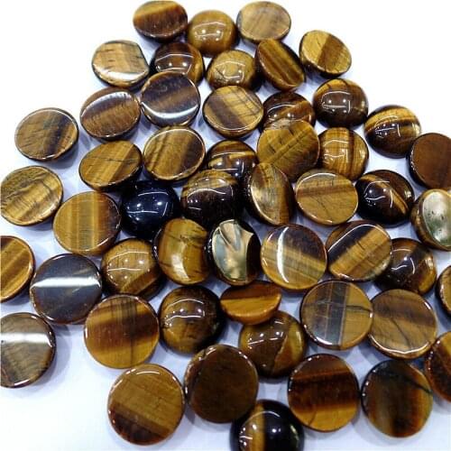 100Pcs 14x5mm Wholesale Natural Brown Tiger Eye Gem Round Cab Cabochon DIY Jewelry Making Accessories M156