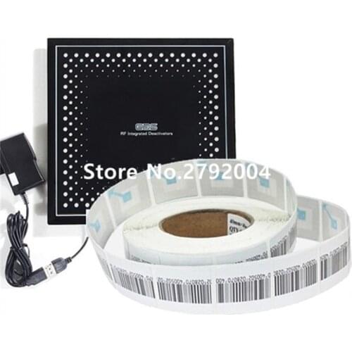 2000 pcs eas soft label 8.2mhz and 1pcs Eas Soft Label Deactivator For RF System 8.2mhz EAS Soft Label Decoder Pre-alarming