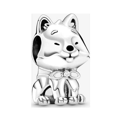 2020 Summer 925 Sterling Silver Beads Fit Original Pandora Bracelets Akita Inu Dog Charm DIY Women Fashion Jewelry Gift