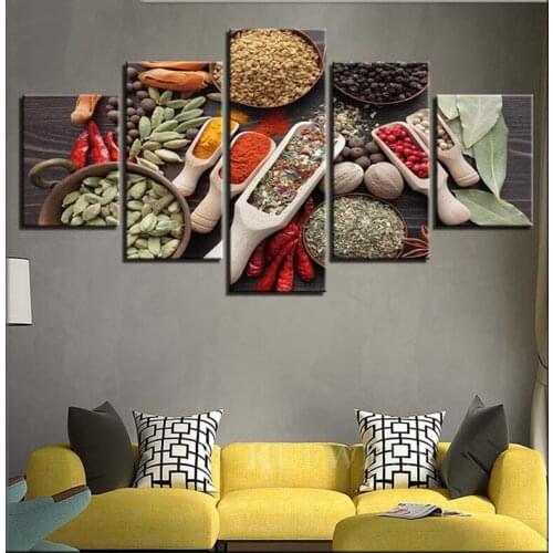 2020 Fashion Diamond Painting Full Square circledrill Diamond Embroidery Diamond Mosaic 5 Pieces Spoon Grains Spices FoodZP-2790