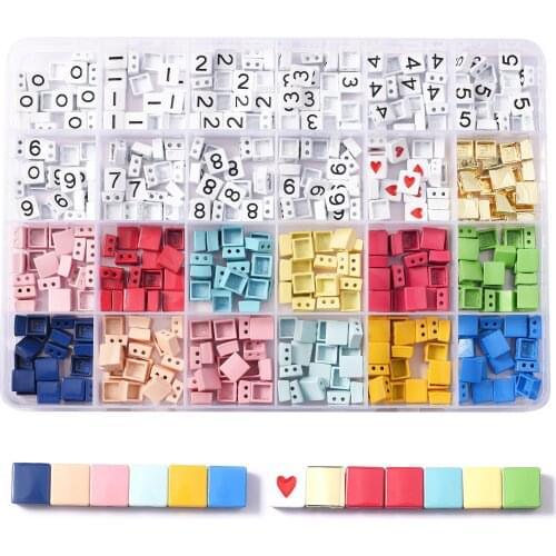 2021 number enamel tile beads box metal rainbow tila beeds diy Japanese beads bracelet kit jewellery making craft for girl gift