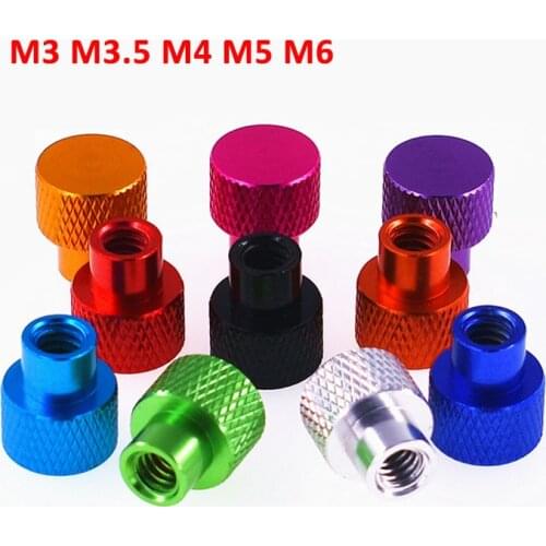 3PCS M3 M3.5 M4 M5 M6 Blind Hole Nuts Aluminum Alloy Knurled Thumb Screws Step Hand-tightened Nuts Multiple Color
