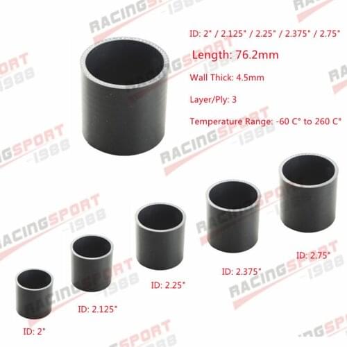 3Ply 2"/ 2.125" / 2.25" / 2.75" Straight Reducer Silicone Hose Coupler Pipe
