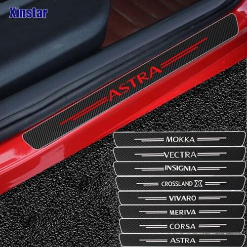 4pcs Carbon Fiber Car Door Sticker For Opel OPC Corsa