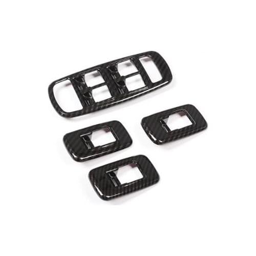 4pcs Carbon Fiber Chrome Car Door Window Button Panel Cover Trim 2018 For Jaguar XE Accessories