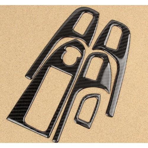 5pcs/lot Real Carbon Fiber Sline Car Window Lifter Interior Decoration Sticker for Audi A4/A5 4door Can Only Fit Left Hand Drive