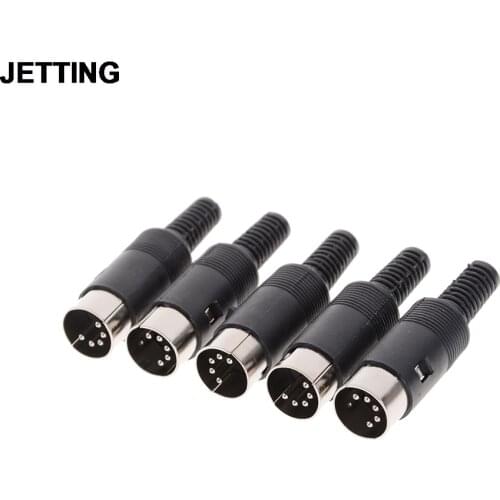 5pcs/lot DIN male Plug Cable Connector 5 Pin with Plastic Handle Black Color Wholesale