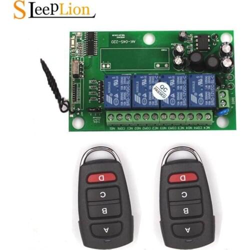 Sleeplion 315/433MHz 85v~250V 110V 220V 4CH RF Wireless Remote Control Relay Switch Receiver Security System Garage Doors Lamps