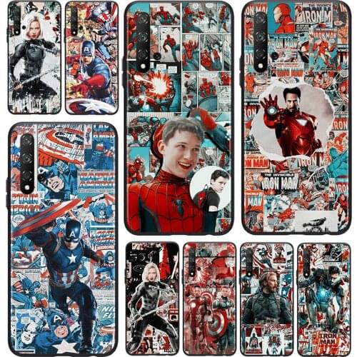Retro Marvel Comics For Huawei Honor 10 20 30 10i 20i 30i 10X V20 V30 20S 30S 30i X10 Pro Plus Lite Black Phone Case