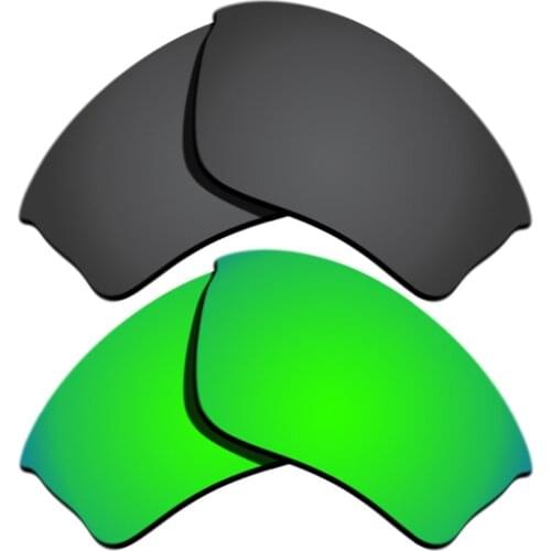 Black & Green Mirrored Polarized Replacement Lenses for Half Jacket XLJ Frame 100% UVA & UVB
