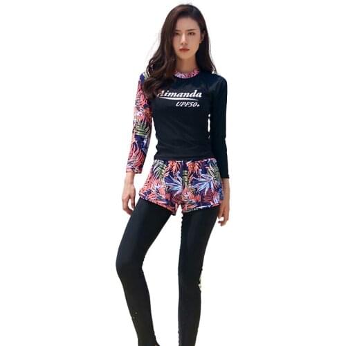 Four piece Full Body Rash Guards Swimsuit Women Long Sleeve Sports Swimwear Female Swim Surf Rashguard Swimming Suits Beachwear