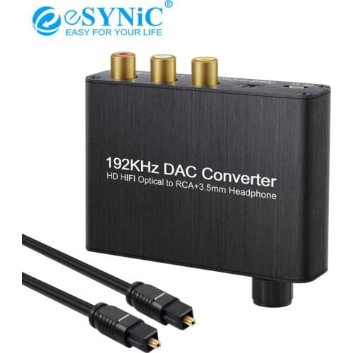 ESYNiC 192kHz DAC Digital Analog Audio Converter SPDIF Coaxial Toslink to Analog Stereo 3.5mm Jack For PS3 XBOX AC3 5.1CH