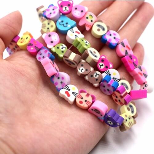 40pcs 10mm Animal Beads Polymer Clay Spacer Loose Beads for Jewelry Making DIY Bracelet Accessories