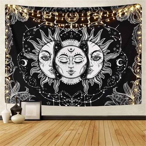 Home Decor sun mandala witchcraft Psychedelic Tapestry Wall hanging fabric living room background wall Yoga beach towel mat