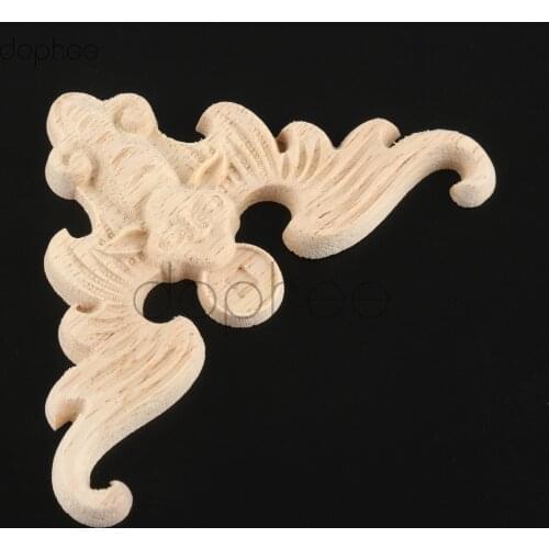 Dophee 1pcs 8*8/8.5*8.5cm Classic Wood Carved Corner Onlay Decal Furniture Unpainted Applique Home Decorations