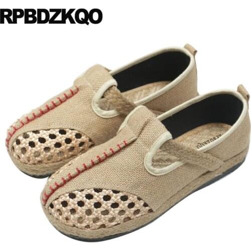 Breathable Hollow Out Shoes Men Espadrilles Woven Braided Designer Summer Slip On Hot Sale Canvas Casual Hemp Embroidery Male