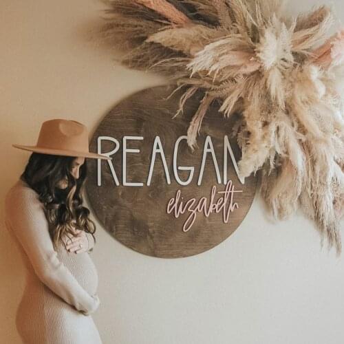 Nursery Name Sign,Baby Shower, Personalized Round Plaque, Customize Wood Baby Sign, 3D Letters, Floral Inspired NurseryTheme