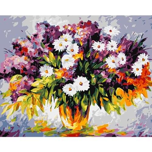 Colorful flower picture Wall Art decor Canvas Paintings DIY Oil Painting Quadros De Parede Para Sala Painting by Numbers DY375