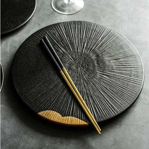 KINGLANG Ceramic Black golden color tableware plate household ceramic plate sushi sashimi plate