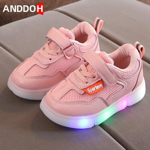 Size 21-30 Baby Luminous Breathable Mesh Sneakers Children Lighted Anti-slip Toddler Shoes Boys Kids Girls Glowing Casual Shoes