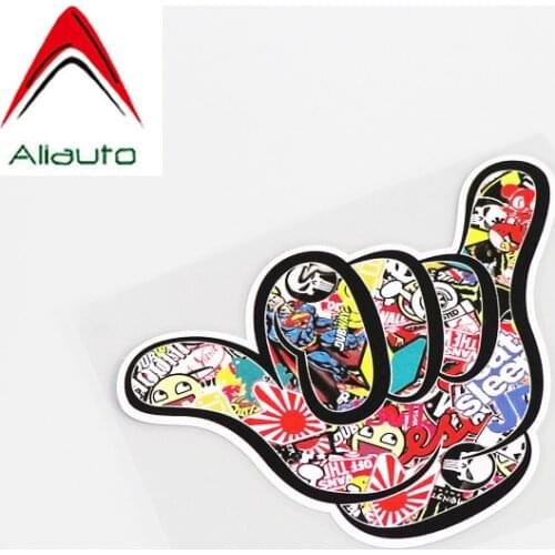 Aliauto Fashion Car Sticker JDM Bomb Hang Loose Shaka Waterproof PVC Decal for Motorcycle Honda Crv Vw T4 Mazda Cx Gti,12cm*9cm