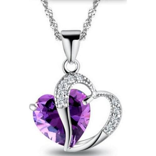 Fashion New Jewelry Korean Peach Heart Zircon Crystal Necklace Clavicle Chain Sweater Chain Necklace Gift