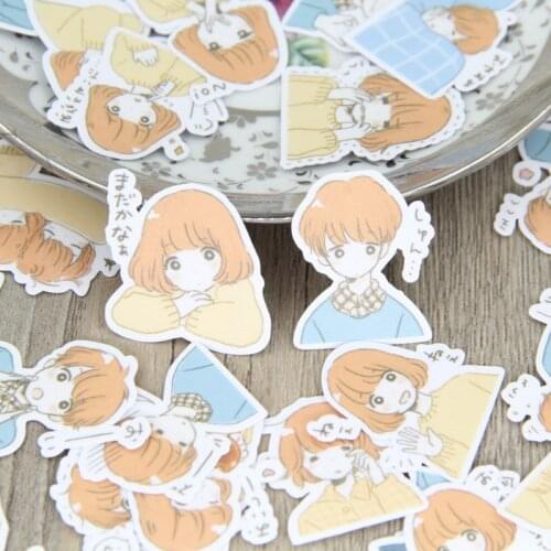 40pcs Cute Cartoon Boy & Girl Couple Emotion Scrapbooking Stickers Diary Decoration DIY Decorative Paper for Journal Notebook