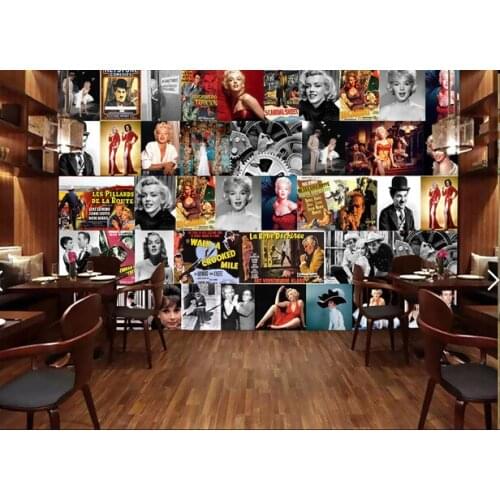 Custom retro wallpaper.Hollywood star poster.3D wallpaper mural for living room sofa cafe background waterproof PVC wallpaper