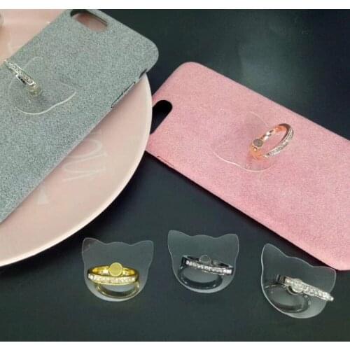 Wholesales 30pcs/lot Universal Transparent Mobile Phone Holder Metal Finger Ring Holder Phone Ring Stand Cute cat Rhinestone