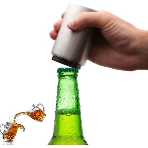 Open Beer Bottles Magnet Automatic Beer Bottle Opener Beer Soda Steel Down Push Wine Cap Opener Opener A5S9