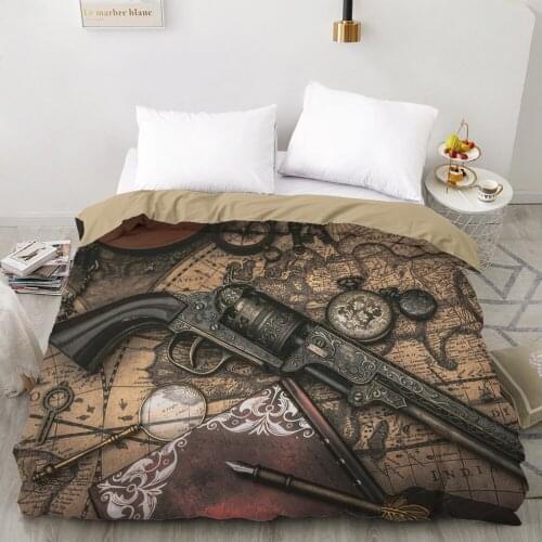 3D Duvet cover Quilt/Blanket/Comfortable Case Luxury Bedding 135 140x200 150x200 220x240 200x220 for Home Vintage map gun